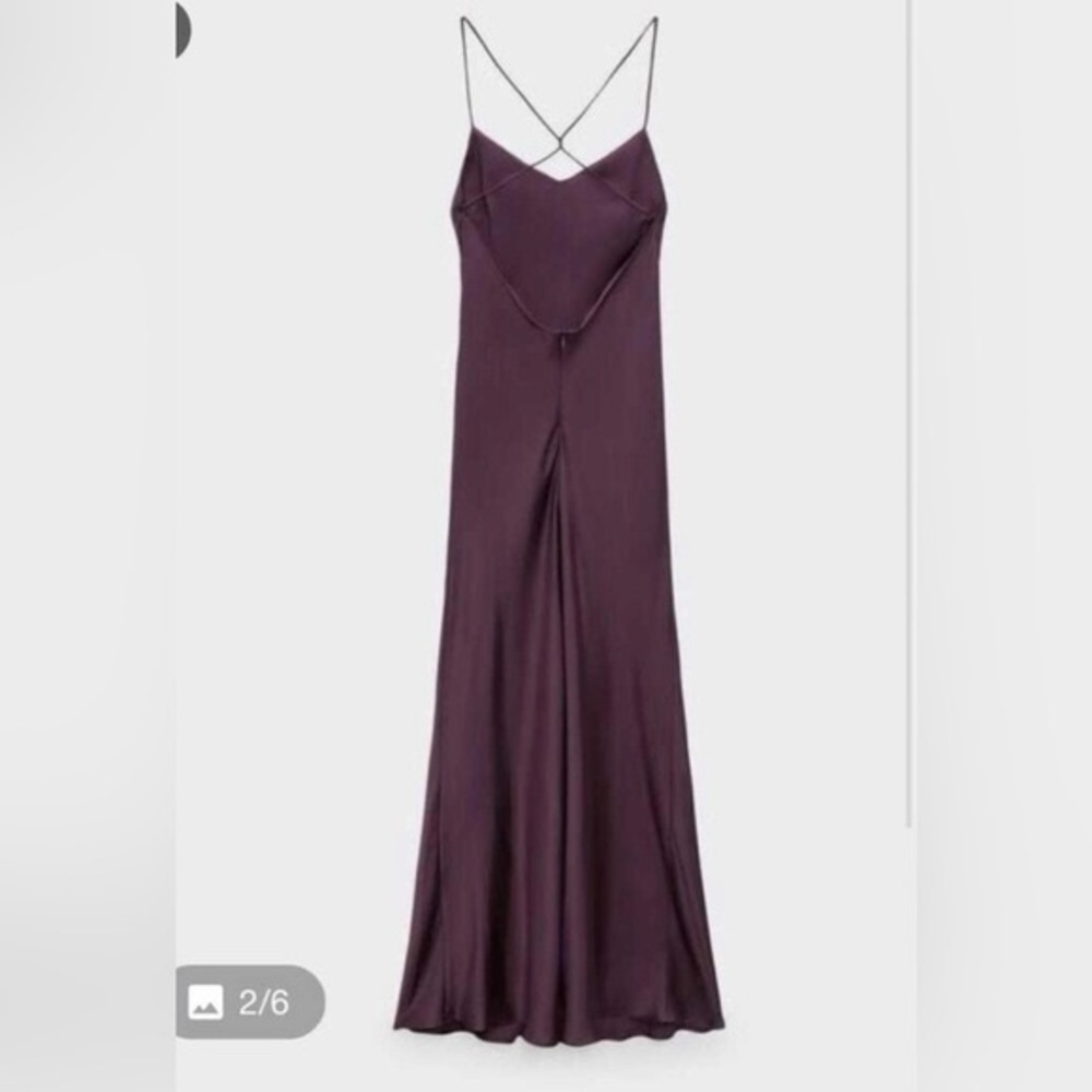 Zara Slip Dress Satin Maxi Open Back Size S - Picture 4 of 12